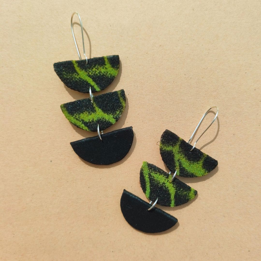 Black and Lime Lined Earrings 02