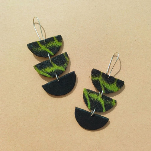 Black and Lime Lined Earrings 02