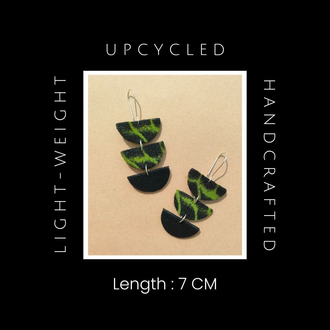 Black and Lime Lined Earrings 02