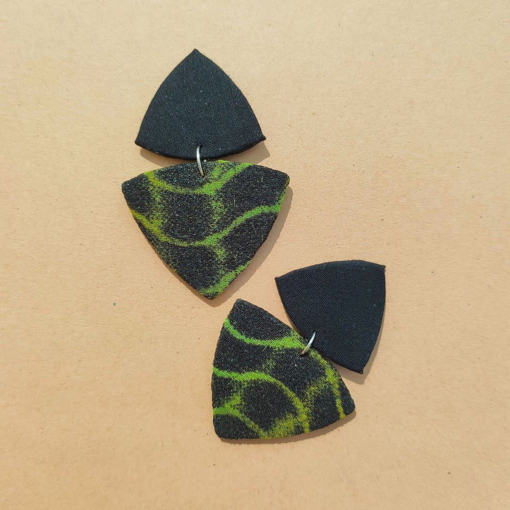 Black and Lime Lined Earrings 01