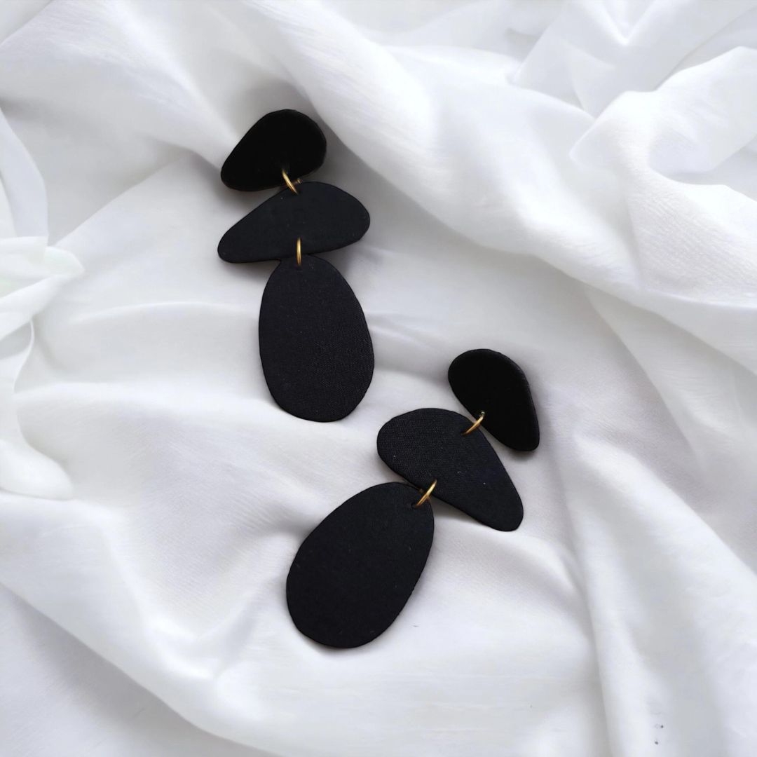Black Pebble Earrings