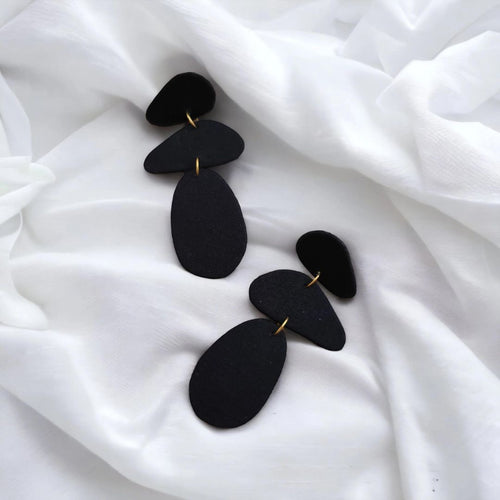 Black Pebble Earrings