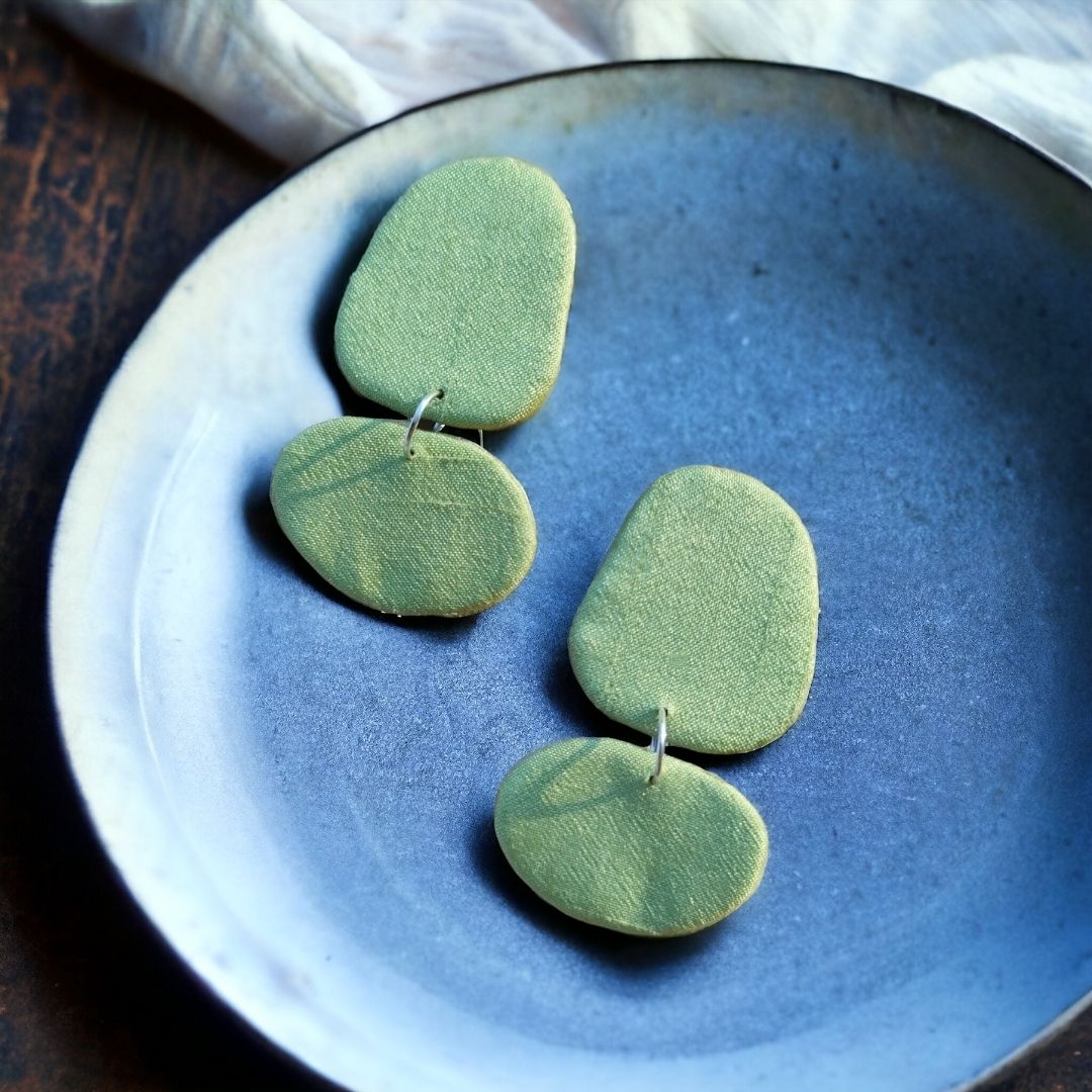 Pastel Green Pebble Earrings