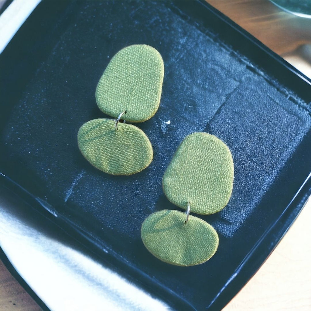 Pastel Green Pebble Earrings