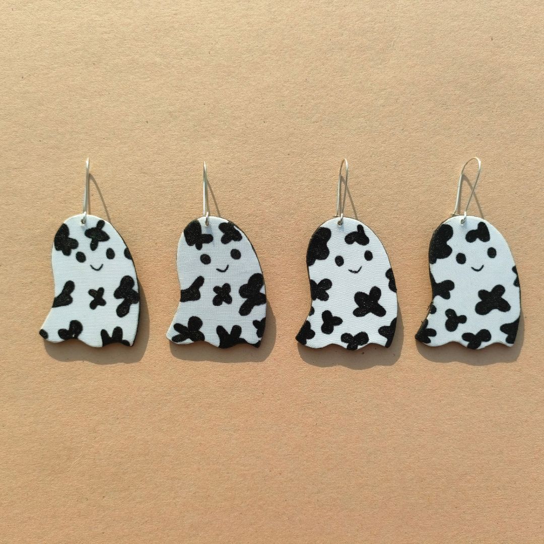 Cow-Print Ghost Earrings