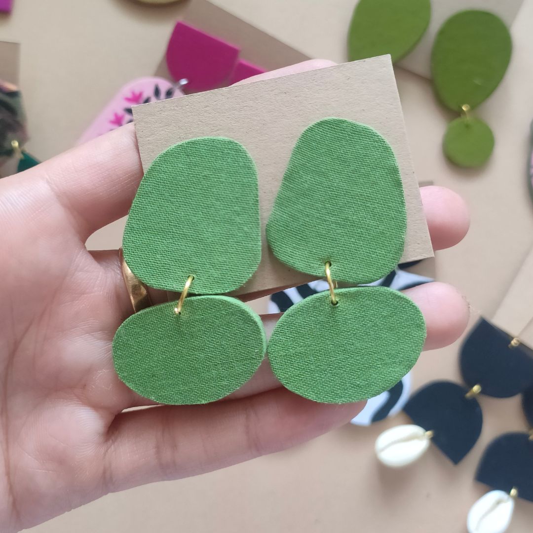 Pastel Green Pebble Earrings