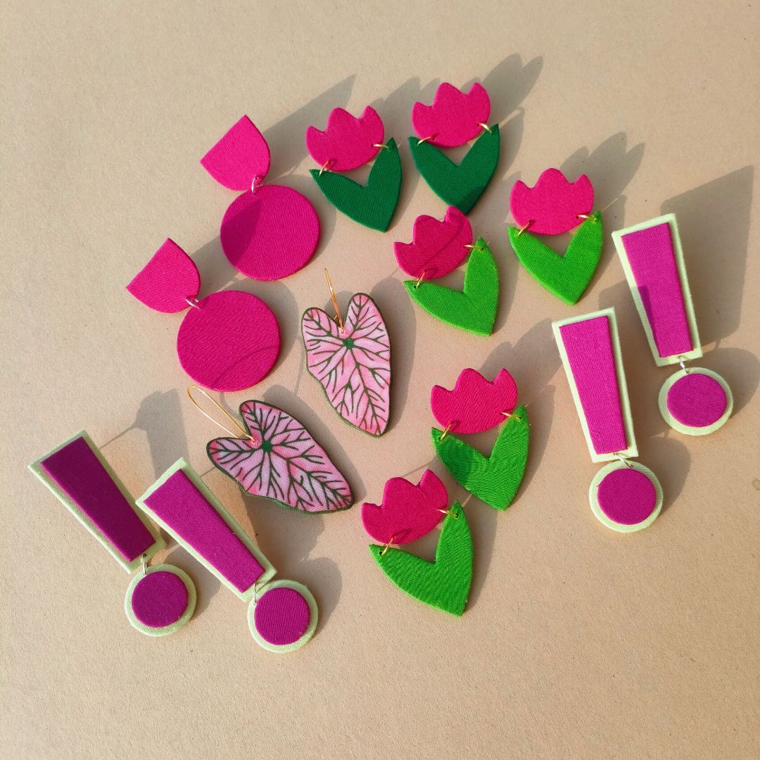 Handmade upcycled fabric earrings